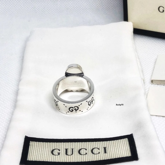 New Authentic GUCCI GHOST GG Sterling Silver Ring - Picture 3 of 11